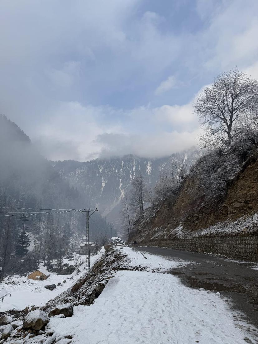 Snowy mountain peak adventure