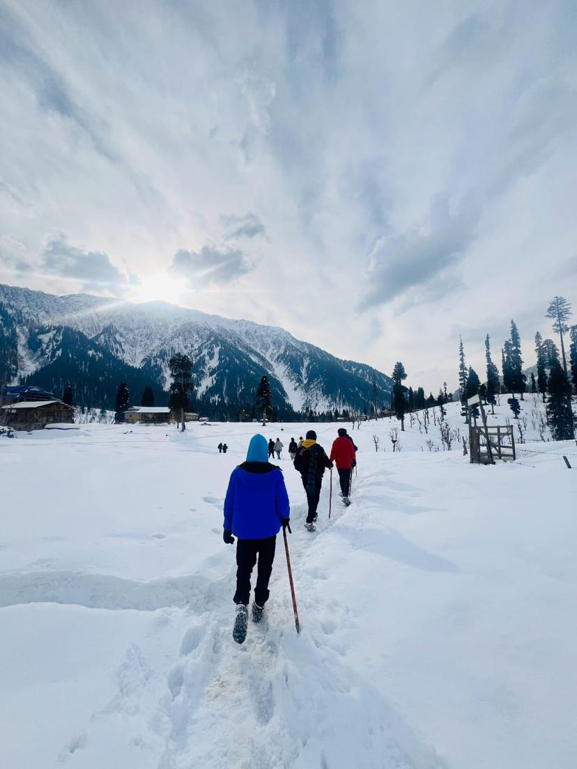 Snowy mountain peak adventure